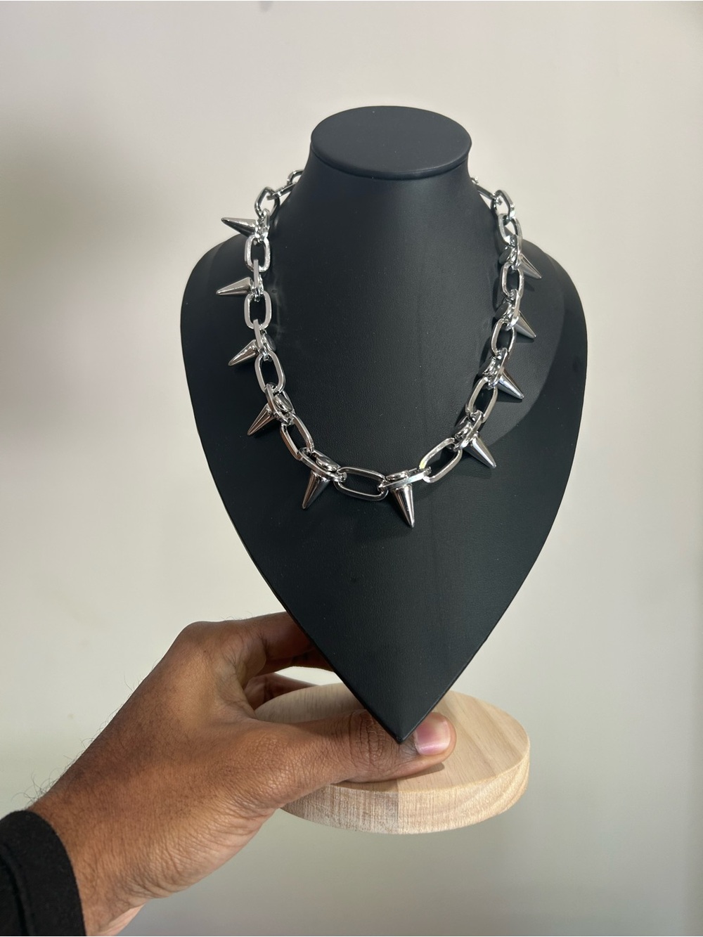 Gothic Silver  Spike  Necklace Y2K Punk silver Necklace Boho  Grunge  Chain